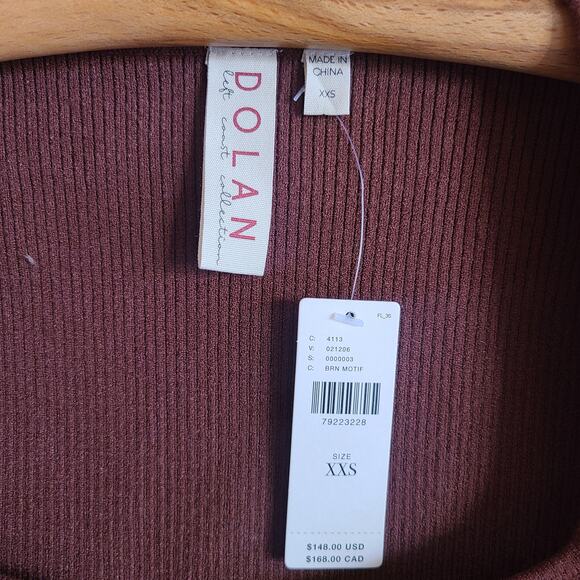 Anthropologie Dolan Puff-Sleeve Sweater Brown Motif Leopard NWT XXS - Picture 5 of 5